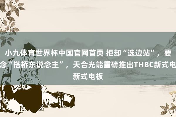 小九体育世界杯中国官网首页 拒却“选边站”，要作念“搭桥东说念主”，天合光能重磅推出THBC新式电板