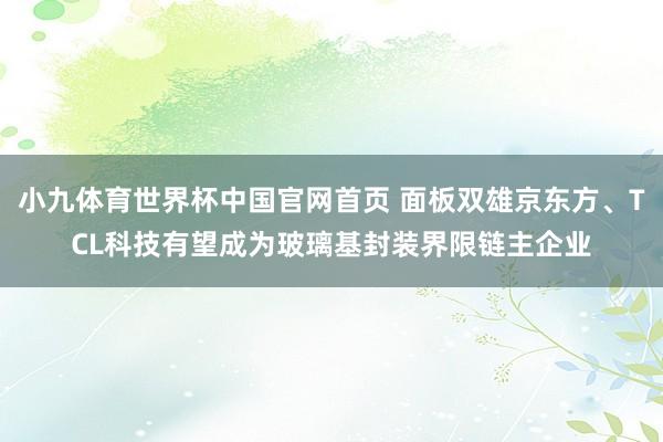 小九体育世界杯中国官网首页 面板双雄京东方、TCL科技有望成为玻璃基封装界限链主企业