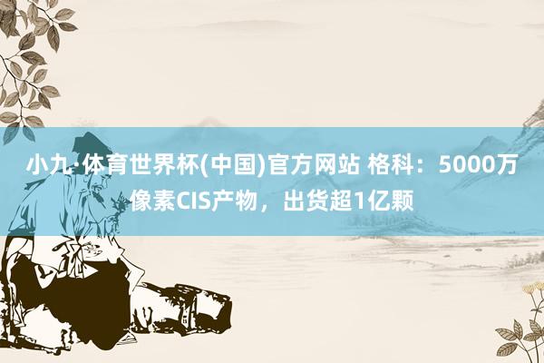 小九·体育世界杯(中国)官方网站 格科：5000万像素CIS产物，出货超1亿颗