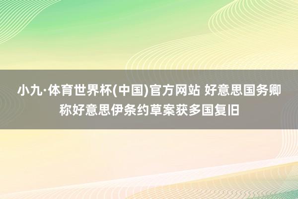 小九·体育世界杯(中国)官方网站 好意思国务卿称好意思伊条约草案获多国复旧