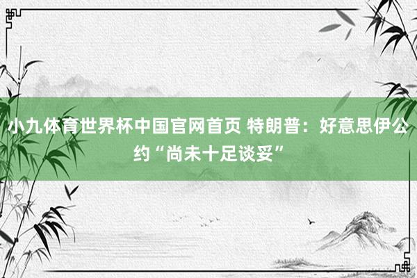 小九体育世界杯中国官网首页 特朗普：好意思伊公约“尚未十足谈妥”