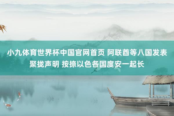 小九体育世界杯中国官网首页 阿联酋等八国发表聚拢声明 按捺以色各国度安一起长