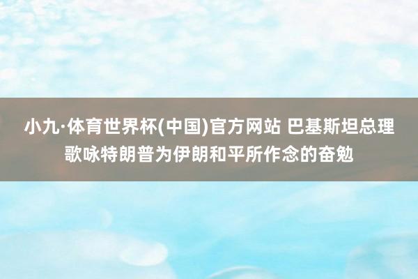 小九·体育世界杯(中国)官方网站 巴基斯坦总理歌咏特朗普为伊朗和平所作念的奋勉