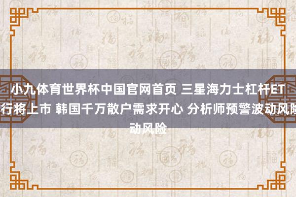 小九体育世界杯中国官网首页 三星海力士杠杆ETF行将上市 韩国千万散户需求开心 分析师预警波动风险