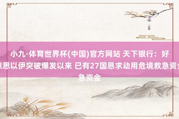 小九·体育世界杯(中国)官方网站 天下银行：好意思以伊突破爆发以来 已有27国恳求动用危境救急资金