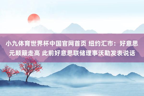 小九体育世界杯中国官网首页 纽约汇市：好意思元颠簸走高 此前好意思联储理事沃勒发表说话