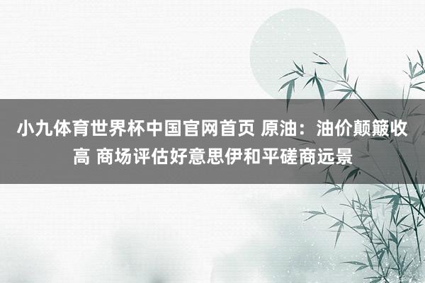 小九体育世界杯中国官网首页 原油：油价颠簸收高 商场评估好意思伊和平磋商远景