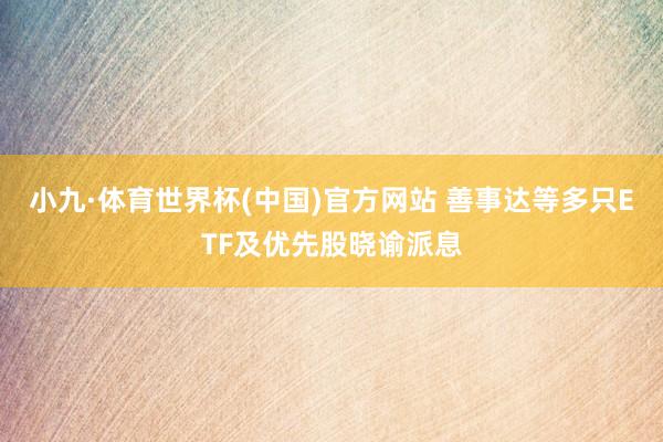 小九·体育世界杯(中国)官方网站 善事达等多只ETF及优先股晓谕派息
