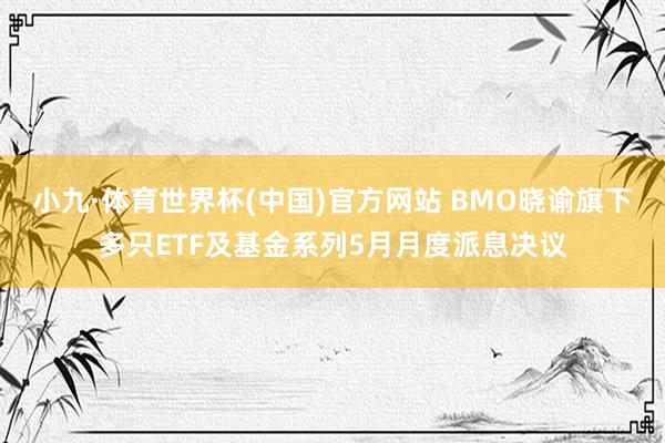 小九·体育世界杯(中国)官方网站 BMO晓谕旗下多只ETF及基金系列5月月度派息决议