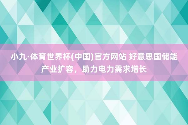 小九·体育世界杯(中国)官方网站 好意思国储能产业扩容，助力电力需求增长