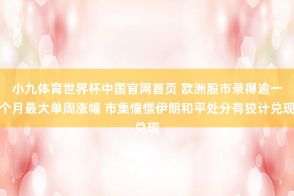 小九体育世界杯中国官网首页 欧洲股市录得逾一个月最大单周涨幅 市集憧憬伊朗和平处分有狡计兑现