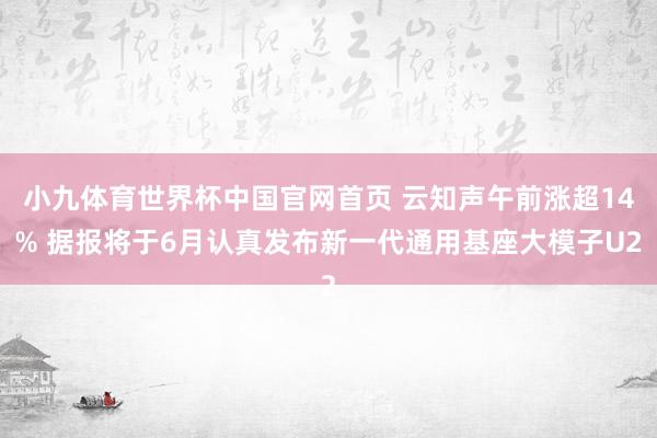 小九体育世界杯中国官网首页 云知声午前涨超14% 据报将于6月认真发布新一代通用基座大模子U2