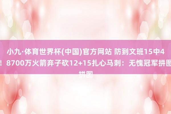 小九·体育世界杯(中国)官方网站 防到文班15中4！8700万火箭弃子砍12+15扎心马刺：无愧冠军拼图