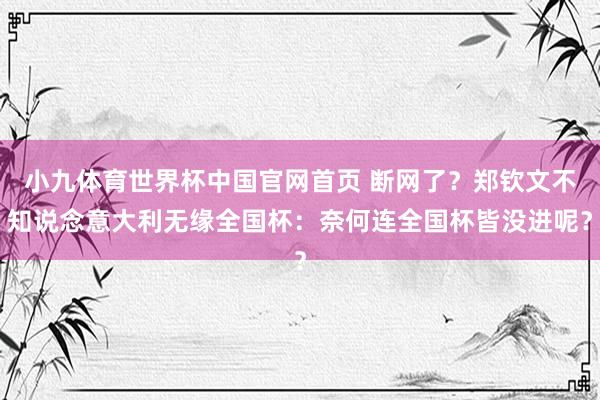 小九体育世界杯中国官网首页 断网了？郑钦文不知说念意大利无缘全国杯：奈何连全国杯皆没进呢？