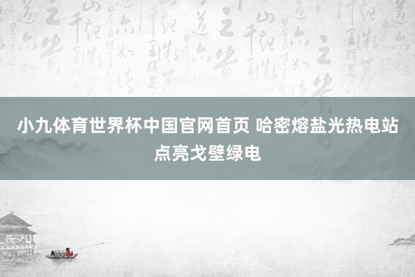 小九体育世界杯中国官网首页 哈密熔盐光热电站点亮戈壁绿电