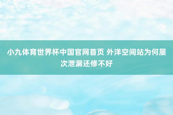 小九体育世界杯中国官网首页 外洋空间站为何屡次泄漏还修不好