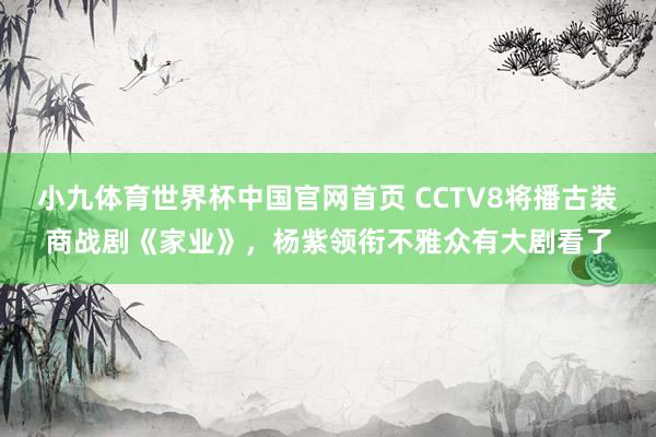 小九体育世界杯中国官网首页 CCTV8将播古装商战剧《家业》，杨紫领衔不雅众有大剧看了