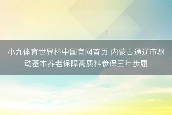 小九体育世界杯中国官网首页 内蒙古通辽市驱动基本养老保障高质料参保三年步履