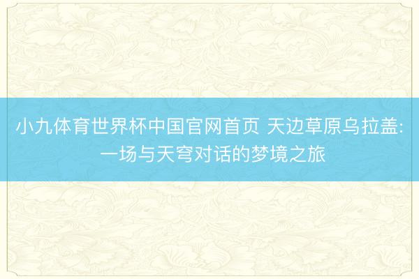 小九体育世界杯中国官网首页 天边草原乌拉盖: 一场与天穹对话的梦境之旅