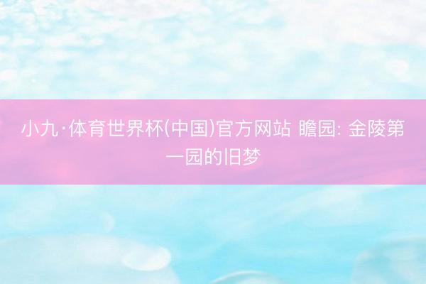 小九·体育世界杯(中国)官方网站 瞻园: 金陵第一园的旧梦