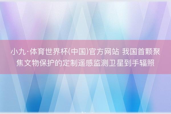 小九·体育世界杯(中国)官方网站 我国首颗聚焦文物保护的定制遥感监测卫星到手辐照