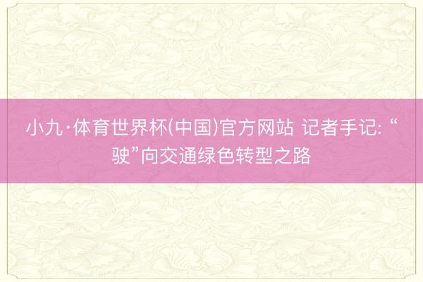 小九·体育世界杯(中国)官方网站 记者手记: “驶”向交通绿色转型之路