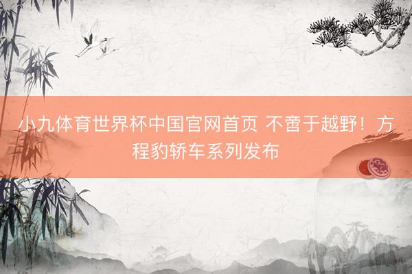 小九体育世界杯中国官网首页 不啻于越野！方程豹轿车系列发布