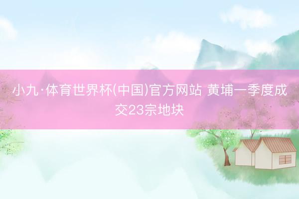 小九·体育世界杯(中国)官方网站 黄埔一季度成交23宗地块