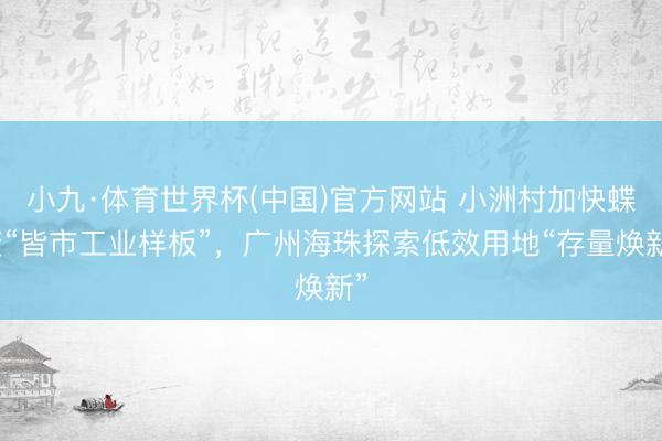 小九·体育世界杯(中国)官方网站 小洲村加快蝶变“皆市工业样板”,广州海珠探索低效用地“存量焕新”