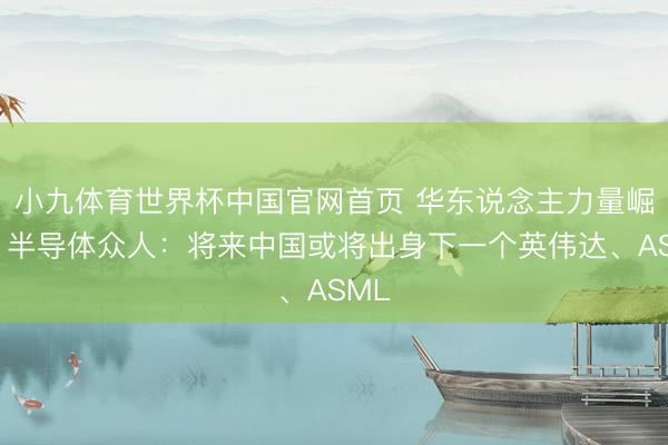 小九体育世界杯中国官网首页 华东说念主力量崛起!半导体众人:将来中国或将出身下一个英伟达、ASML