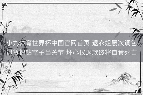 小九体育世界杯中国官网首页 退衣姐屡次调包退货把钻空子当关节 坏心仅退款终将自食死亡